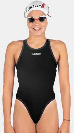 Maillot De Bain Fille Akron Babbitt JR Evo Bicolor Black/Sport Red