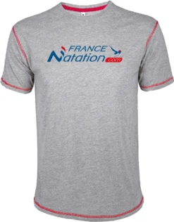 Tee Shirt Natation France Natation Mustang Gris Chiné