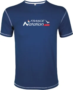 Tee Shirt Natation France Natation Mustang Bleu Marine