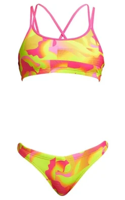 Maillot De Bain Funkita 2 Pièces Fille Criss Cross - Pinged Pink -Funky Trunks Boutique pinged pink girls 2p 3